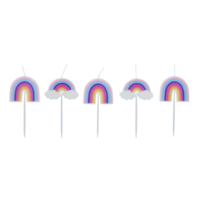 Rainbow Pick Cake Candles - Pack of 5