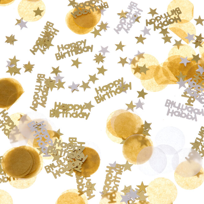 Gold & Silver Happy Birthday Confetti