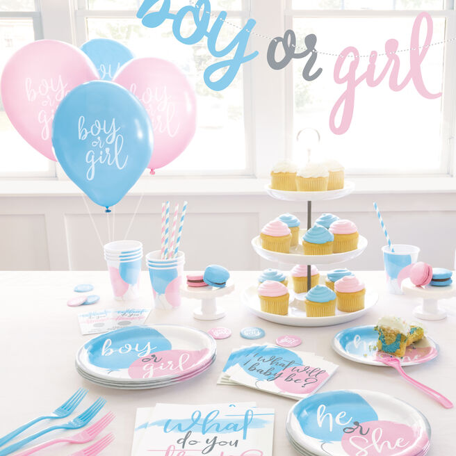 Gender Reveal Party Tableware & Decorations - 16 Guests