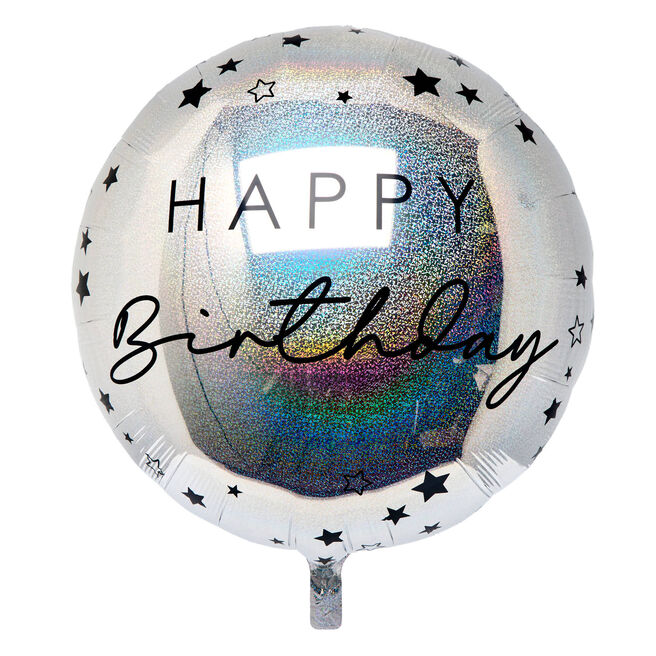 Black & Silver Happy Birthday 31-Inch Foil Helium Balloon