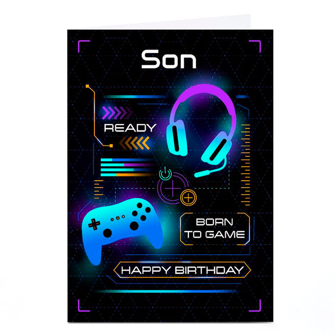 Personalised Birthday Card - Born To Game, Son