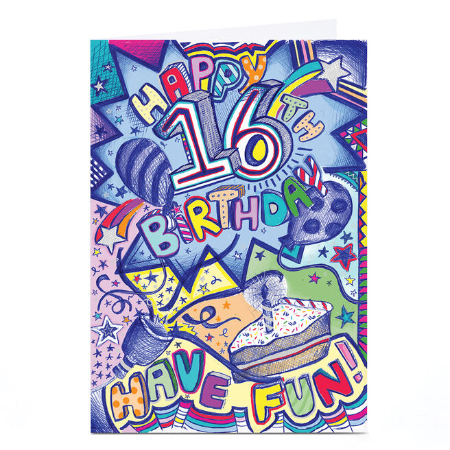 Personalised 16th Birthday Card - Abstract Birthday Drawings