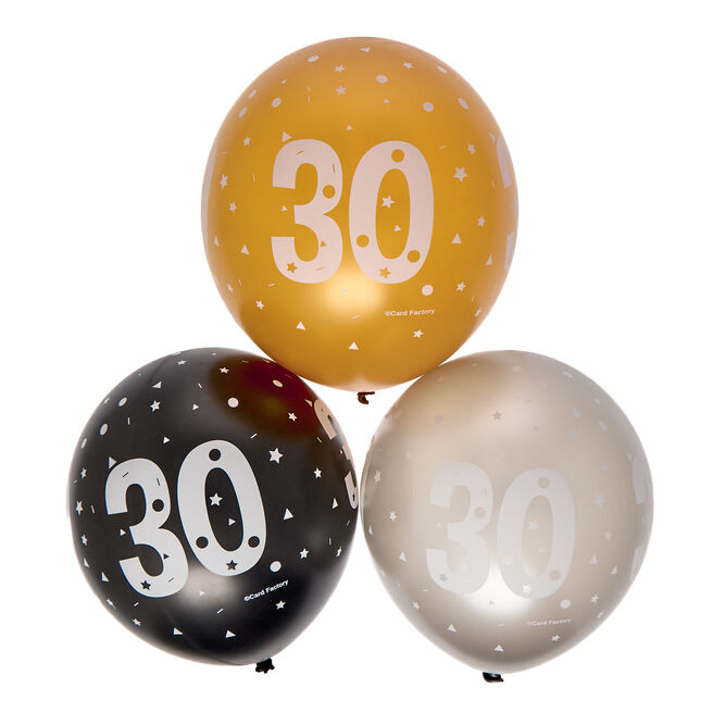 Latex 30th Birthday Balloons - Pack of 6