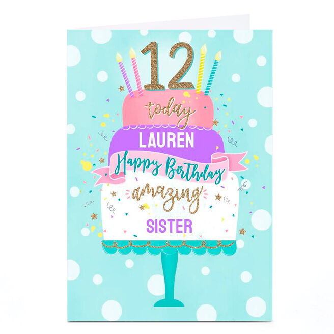 Personalised Birthday Card - Birthday Cake Sister, Any Age