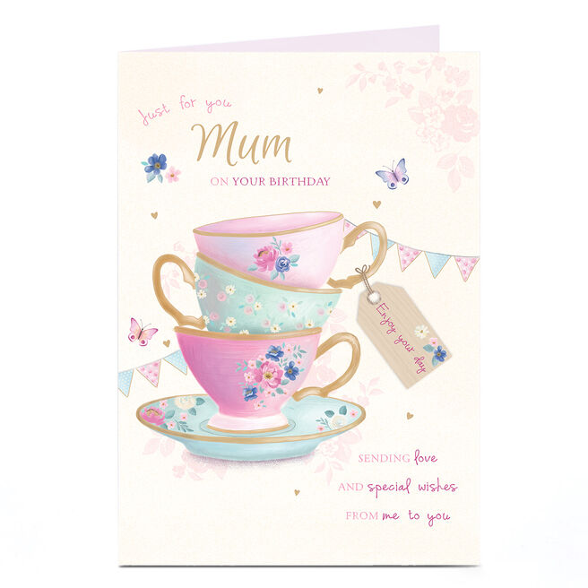 Personalised Birthday Card - Mum Three Teacups