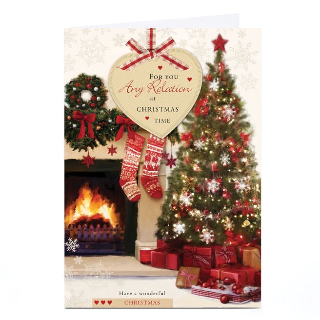 Personalised Christmas Card - Festive Fireplace, Any Relation