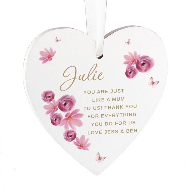 Personalised Floral Wooden Heart