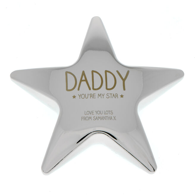 Personalised Daddy You're My Star Silver Star Paperweight