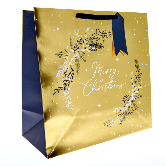 Gold Wreath Giant Square Christmas Gift Bag