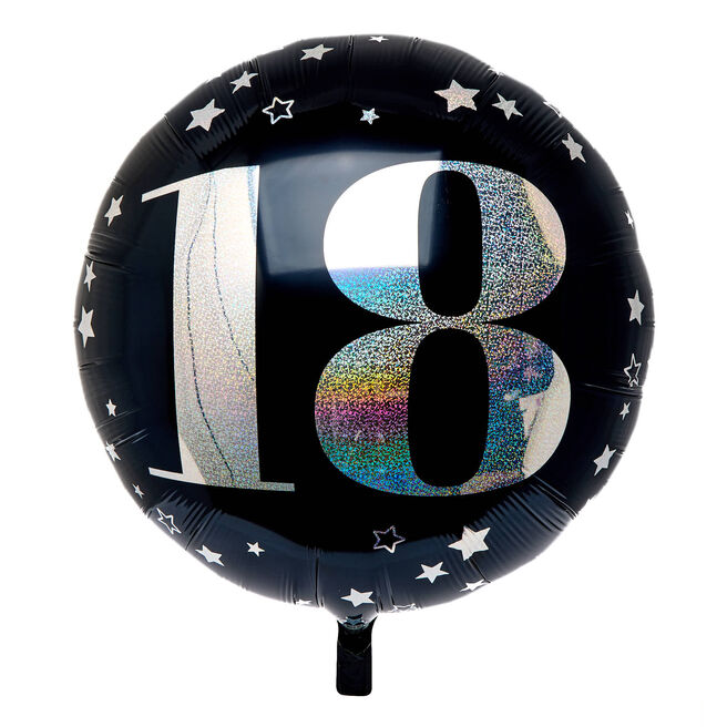 Black & Silver 18th Birthday 31-Inch Foil Helium Balloon