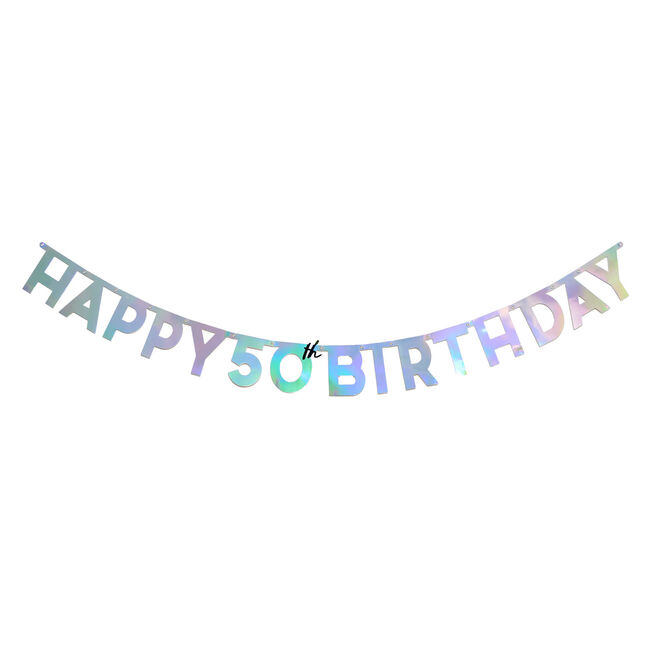 Silver Happy 50th Birthday Letter Banner