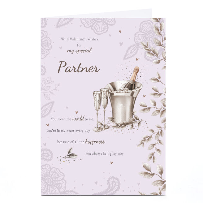 Personalised Valentine's Day Card - Bubbly Champagne, Partner