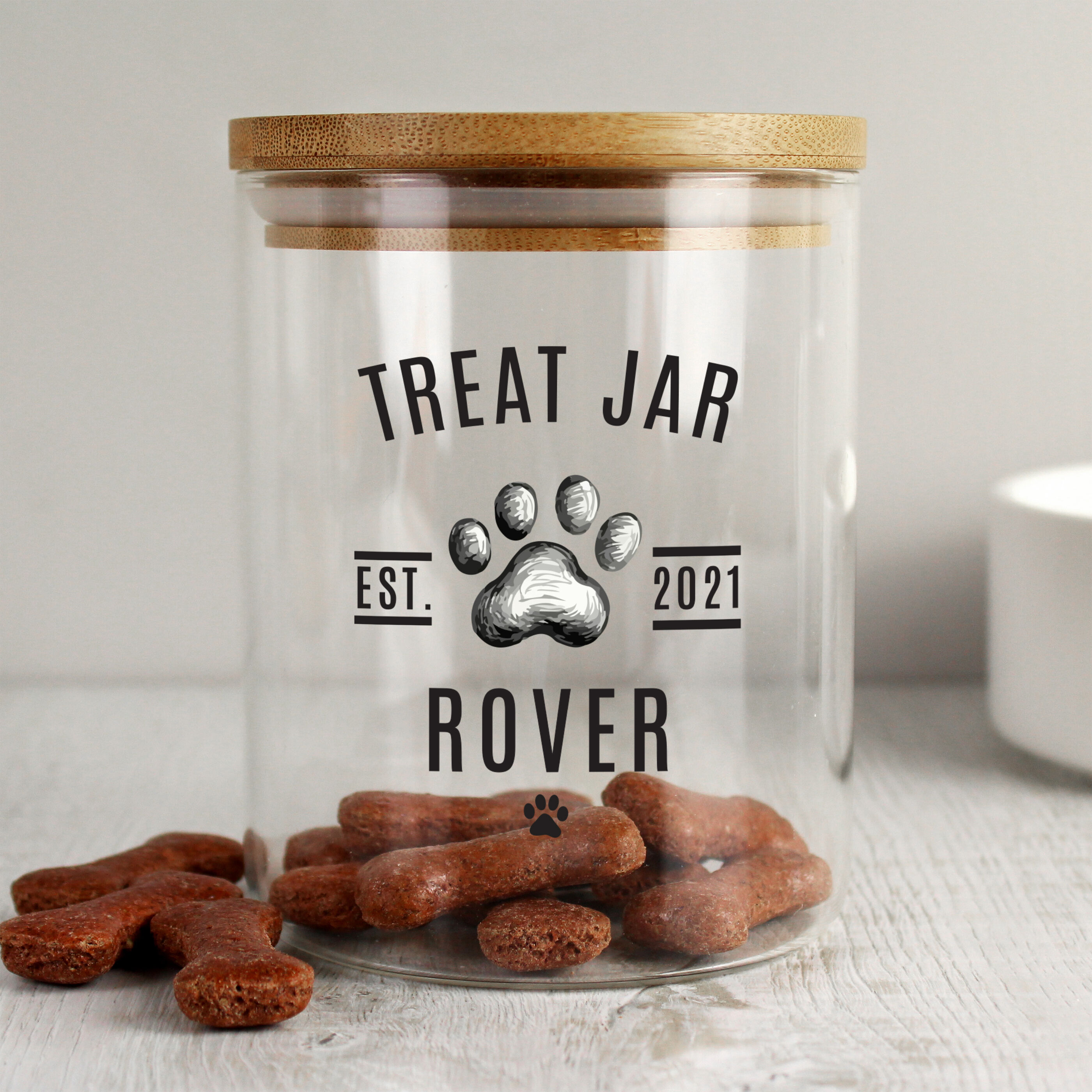 Personalized dog hot sale treat container