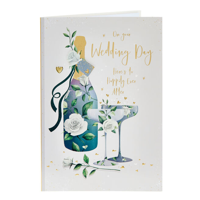 Floral Champagne Wedding Card