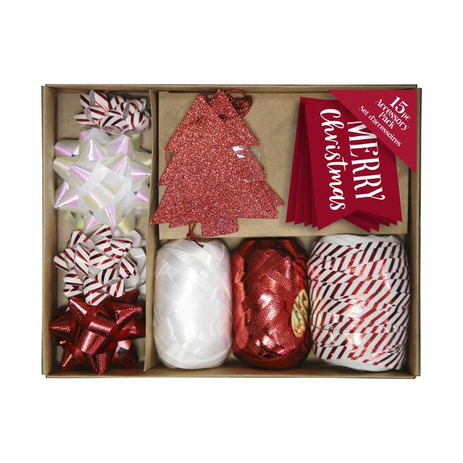 Candy Stripe Christmas Accessories Pack - 15 Pieces