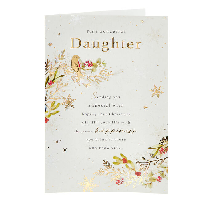 Daughter Golden Robin Christmas Card