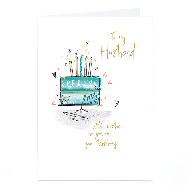 Personalised Birthday Card - Birthday Cake Wishes To My Husband