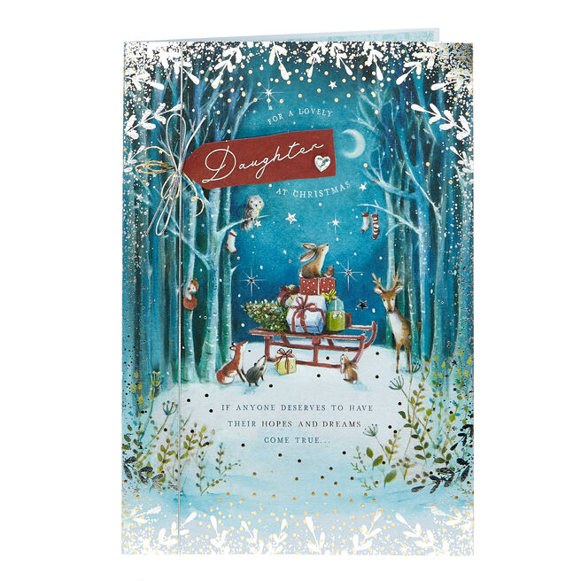 Christmas Card - Lovely Daughter Snowy Woods