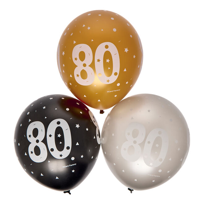 Latex 80th Birthday Balloons - Pack of 6