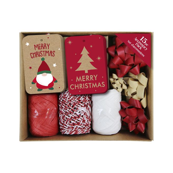 Recyclable Christmas Kraft Accessories Pack - 15 Pieces 