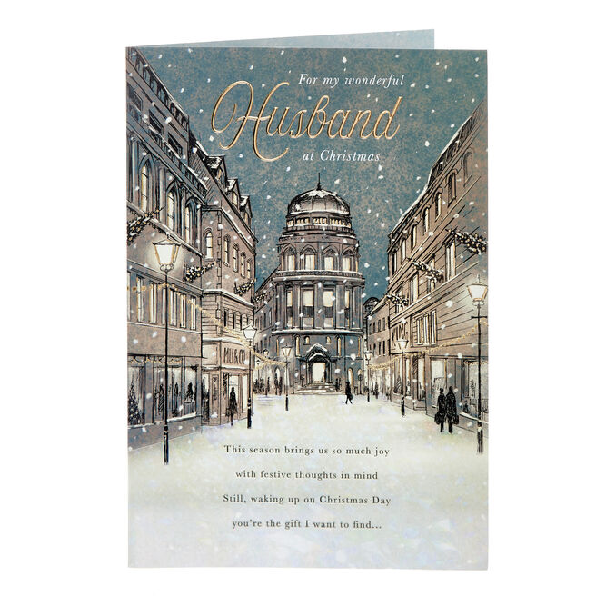 Husband Winter Street Scene Christmas Card