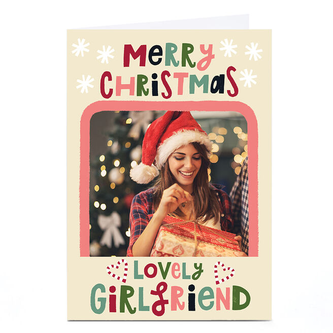 Photo Stevie Studio Christmas Card - Pastel Pink Frame, Lovely Girlfriend