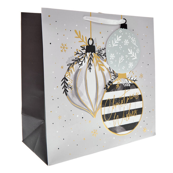 Striped Baubles Giant Square Christmas Gift Bag