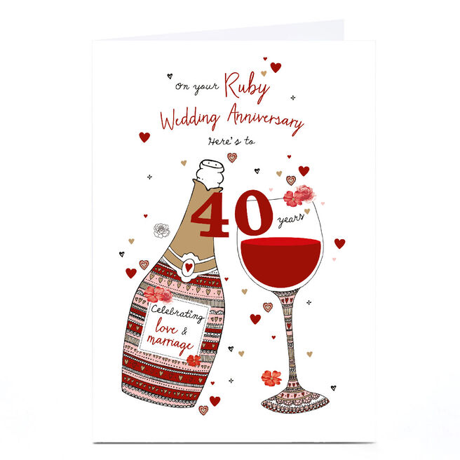 Personalised 40th Anniversary Card - On Your Ruby Wedding Anniversary