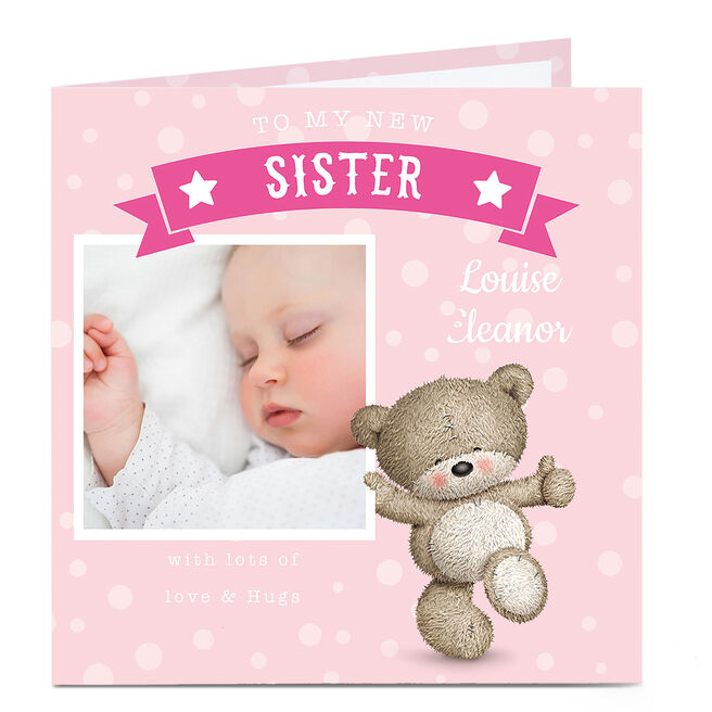 Photo New Baby Hugs Card - To My New Sister