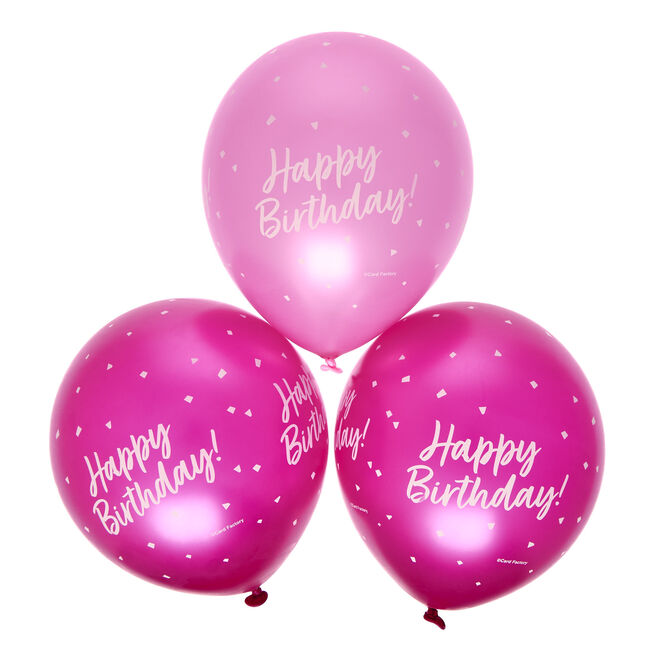Pink Latex Happy Birthday Balloons - Pack of 6
