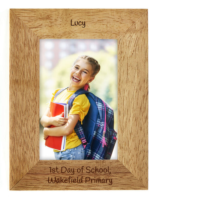 Personalised Engraved Wooden Photo Frame - 1st Day of School