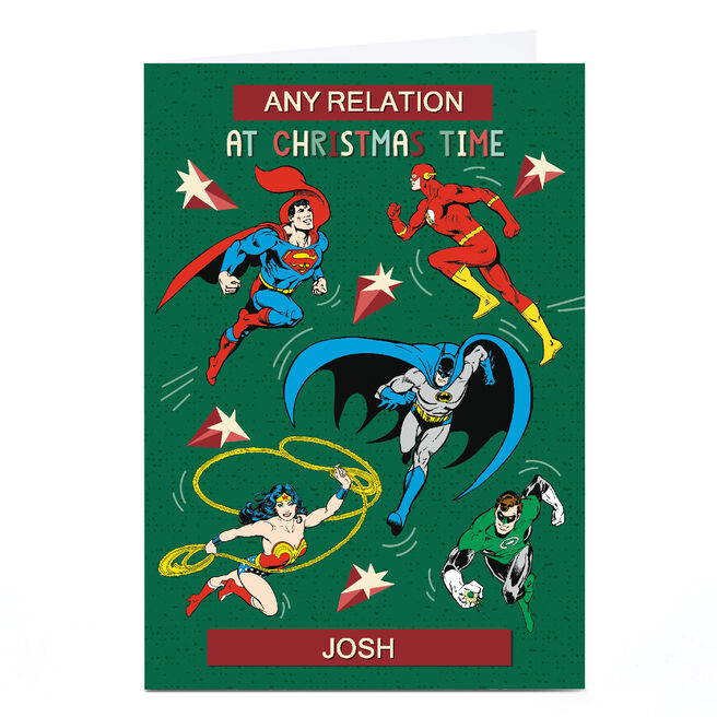 Personalised Justice League Christmas Card - Superheroes, Any Relation