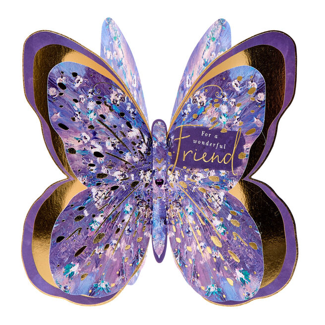Wonderful Friend 3D Pop-Out Butterfly Birthday Card