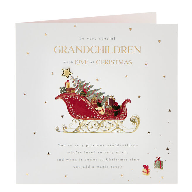 Grandchildren Traditional Sleigh Christmas Card