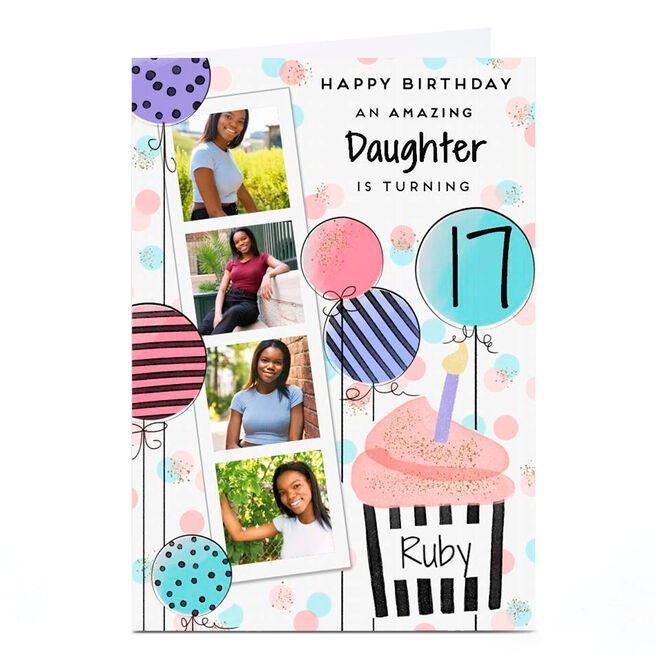 Photo Birthday Card - Polaroid Strip Daughter, Age 17