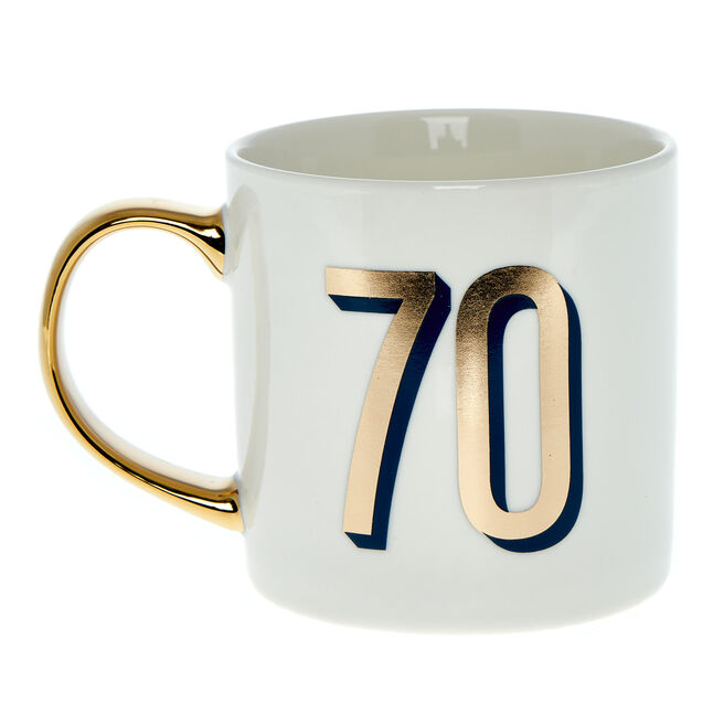 Blue & Gold 70th Birthday Mug in a Box