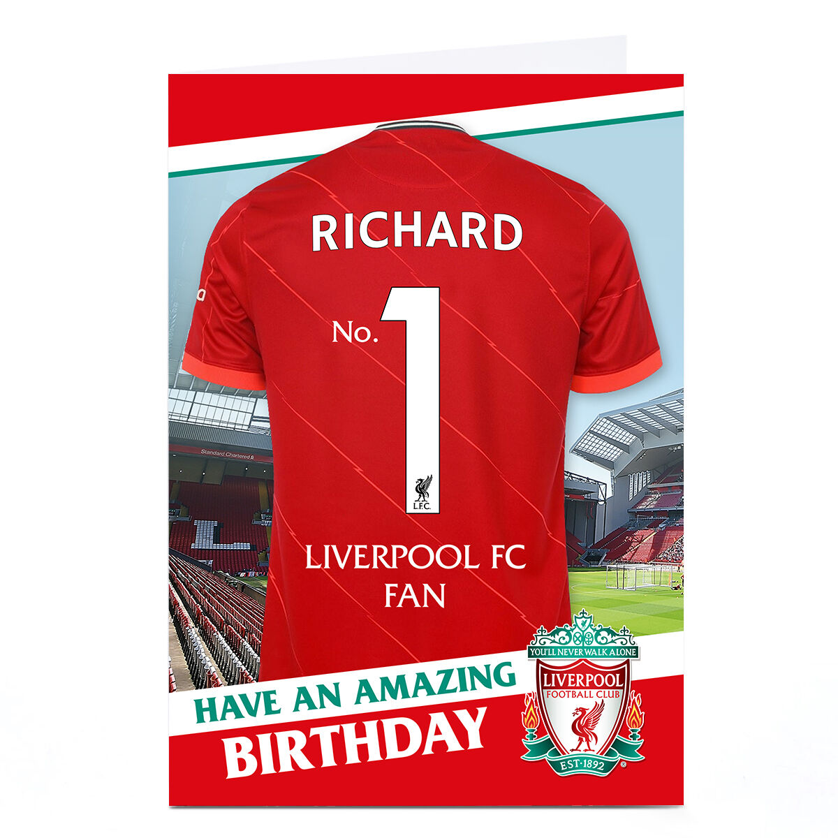 Buy Personalised Liverpool FC Birthday Card - No. 1 Fan For GBP 2.29 ...