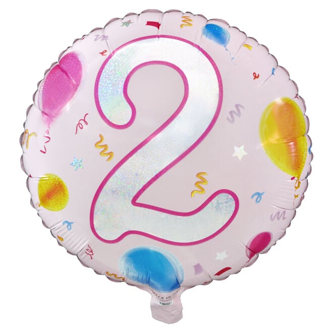 18-Inch Pink Age 2 Foil Helium Balloon