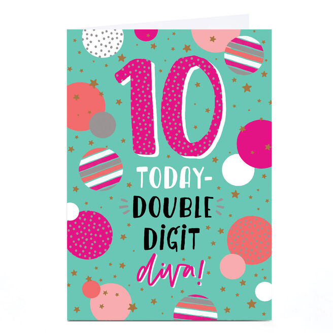 Personalised 10th Birthday Card - Double Digit Diva