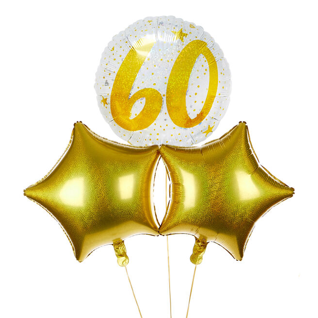 60th Birthday Balloons Happy 60th Birthday Helium Balloons Delivered Uk Card Factory