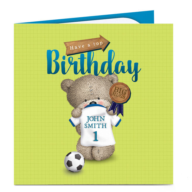 Personalised Hugs Birthday Card - Football Shirt Name