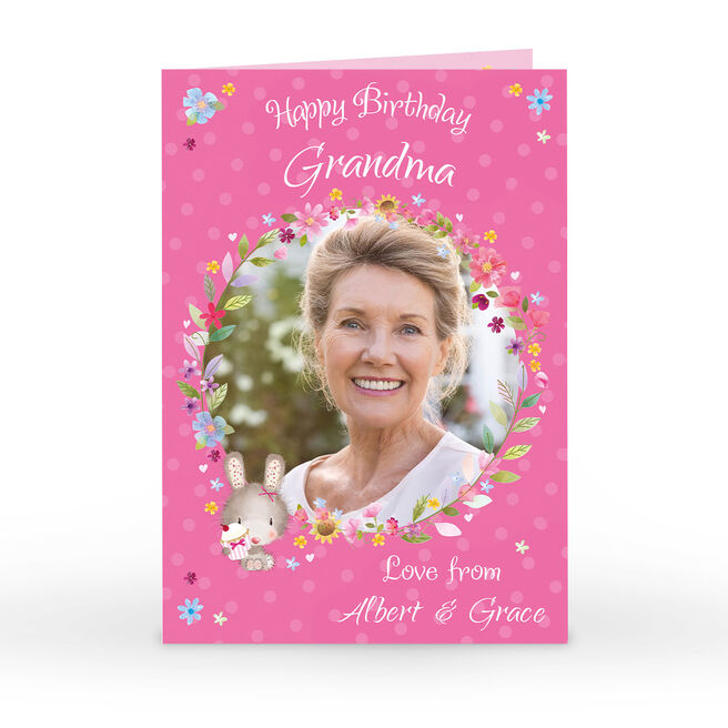 Personalised Birthday Card - Pink Floral Wreath