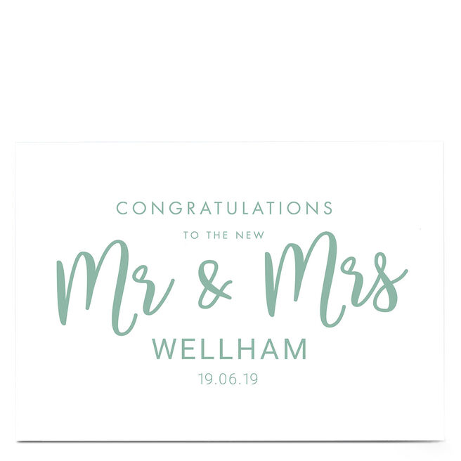 Personalised Wedding Card - Mr & Mrs, Congratulations