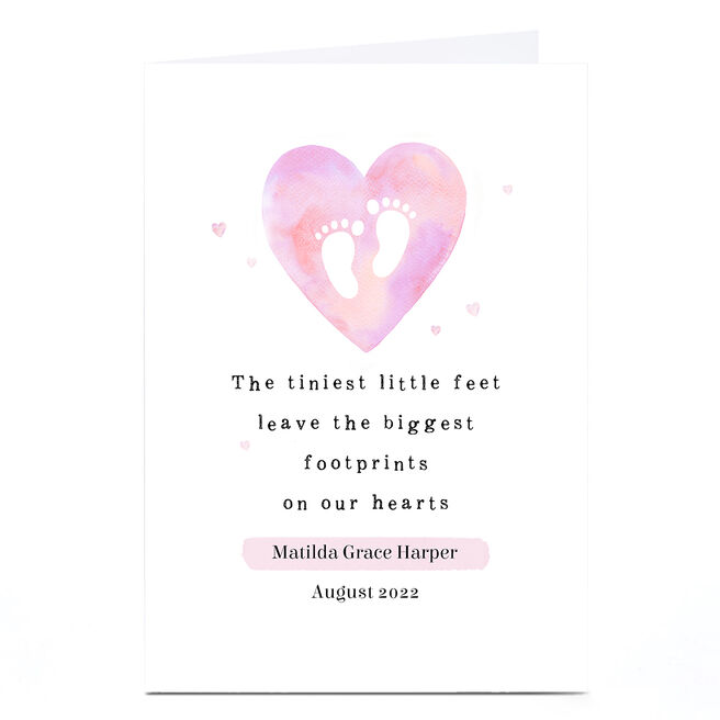 Personalised Sympathy Card - Tiniest Little Feet, Pink