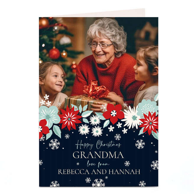 Photo Christmas Card - Winter Flowers, Grandma