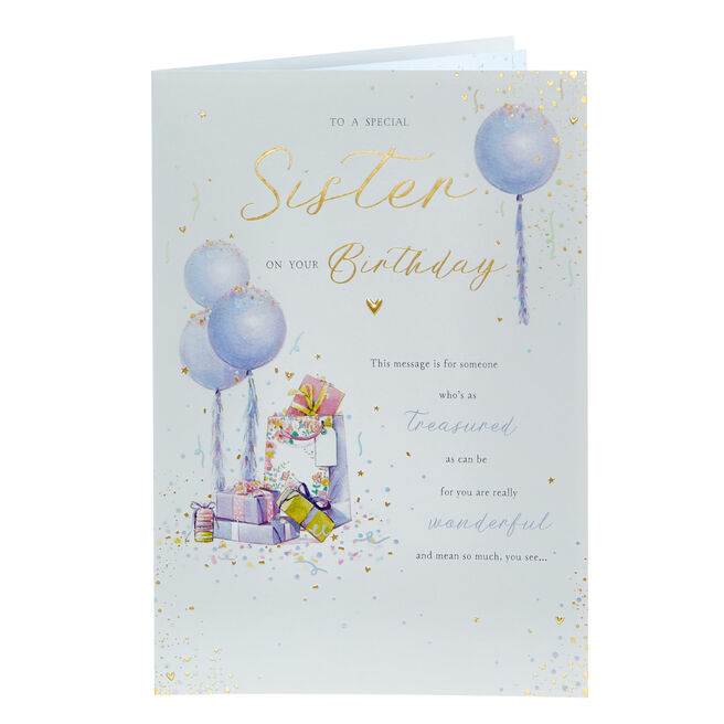 Birthday Card - Special Sister Balloons & Gifts