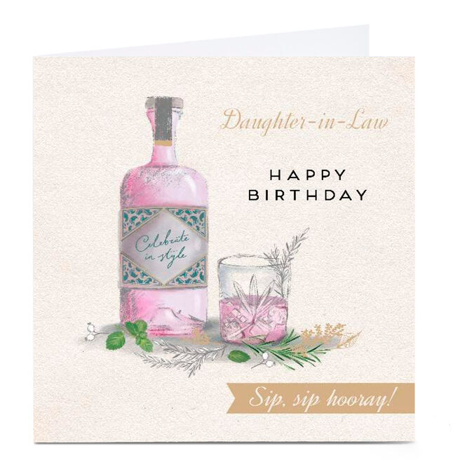 Personalised Birthday Card - Sip Sip Hooray, Daughter-in-Law