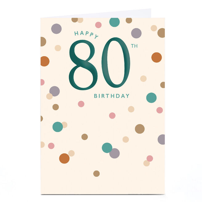 Personalised 80th Birthday Card - Happy 80th Dots