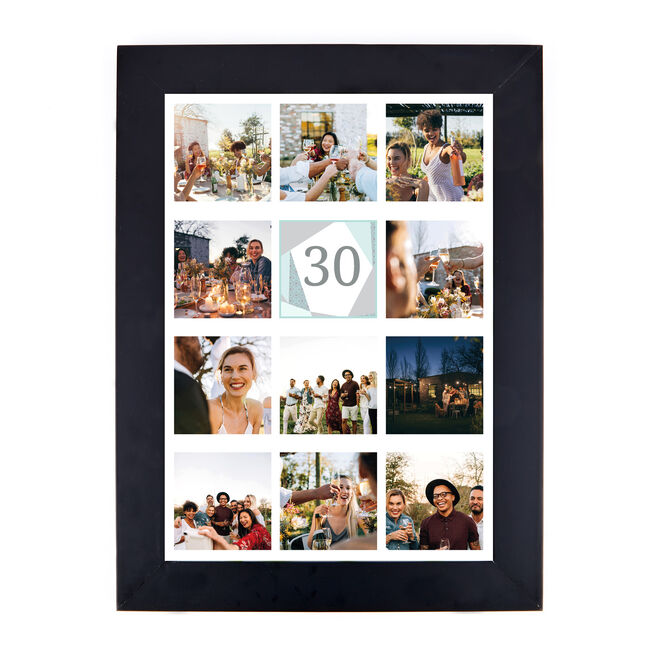 Personalised 30th Milestone Age Photo Print - Geometric Mint, Editable Age