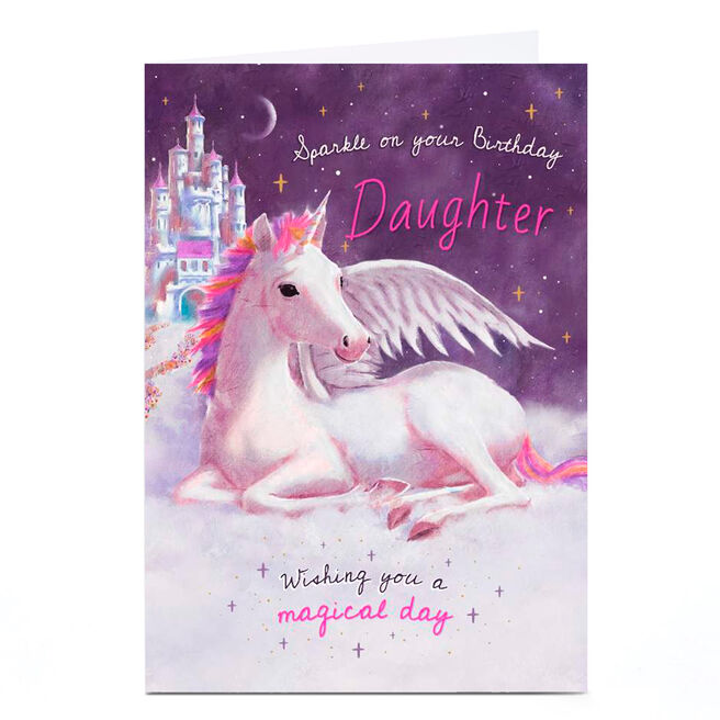 Personalised Birthday Card - Winged Unicorn, Daughter